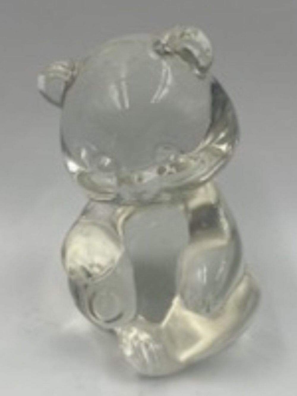 Fenton Art Crystal Clear Glass Sitting Bear Figurine